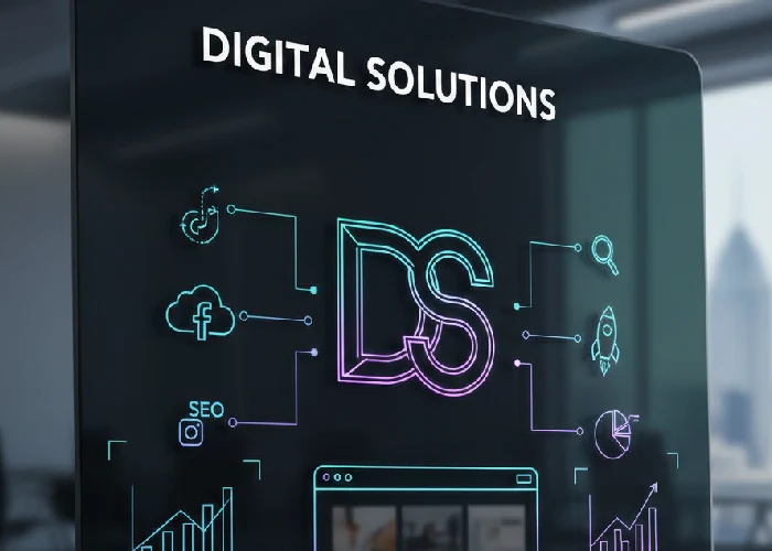 Branding website visual elements showing digital solutions.