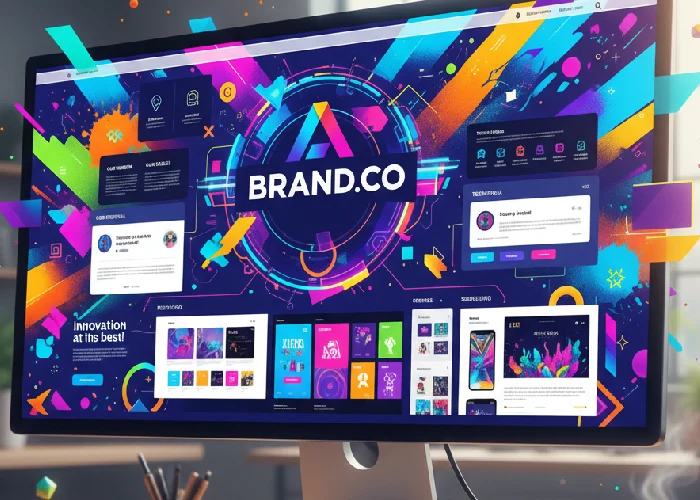 A colorful and creative website layout showing professional branding website elements.