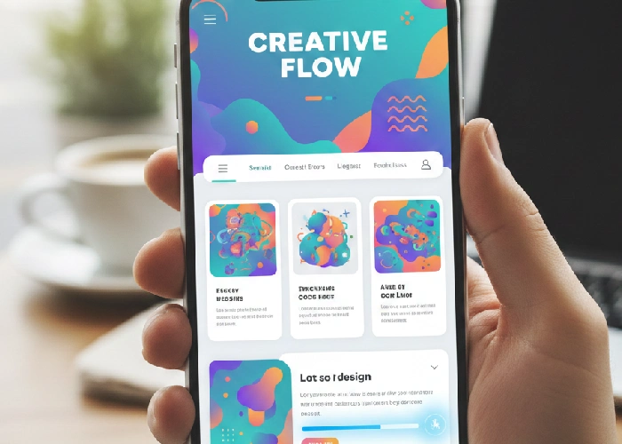 A mobile-responsive web build showing a fast-loading creative website on a smartphone.