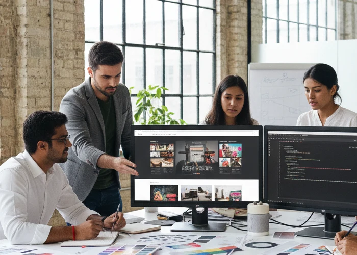 Website design studio developing a digital marketing website design.