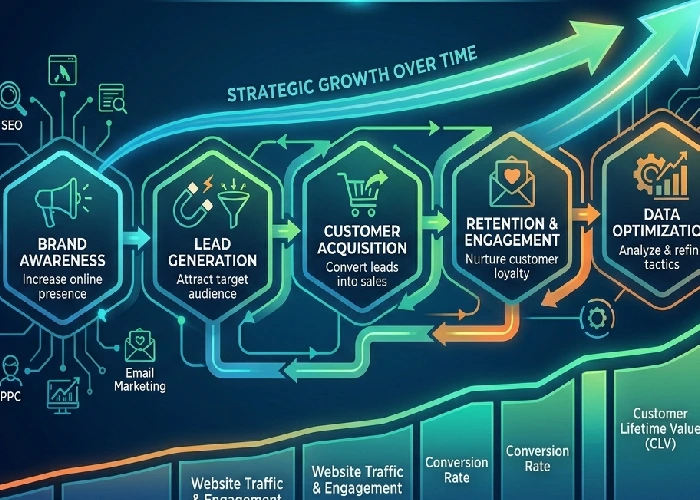 Digital marketing growth strategy chart.