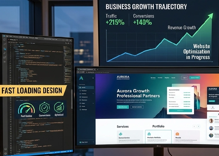 professional website development with fast loading design, website optimization, and modern web development for business growth