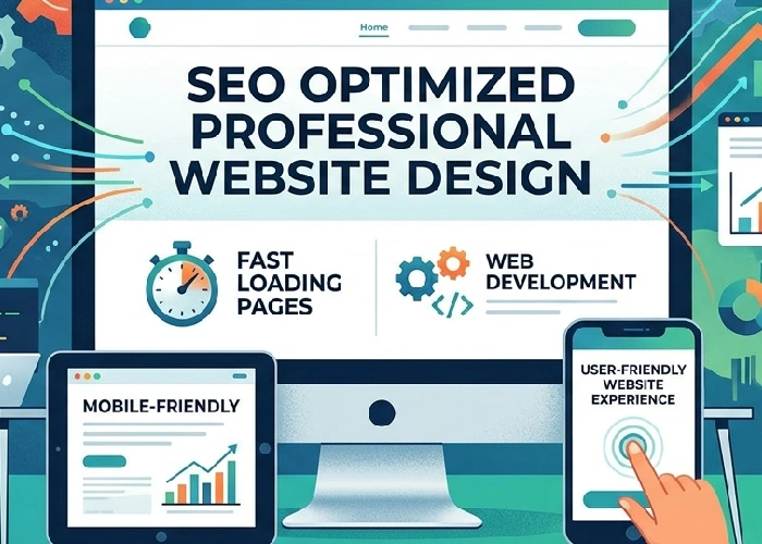 SEO optimized professional website design with fast loading pages, web development, and user-friendly website experience