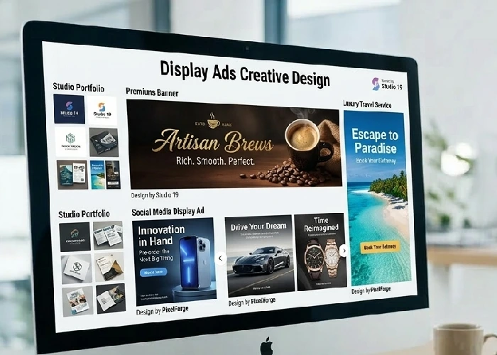 Visual display ads created by a design studio.