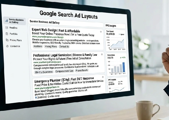 High converting google search ad examples for services.