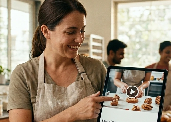 Owner sharing story via SMM marketing