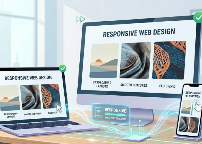 Fast website loading on desktop and mobile devices with smooth user experience