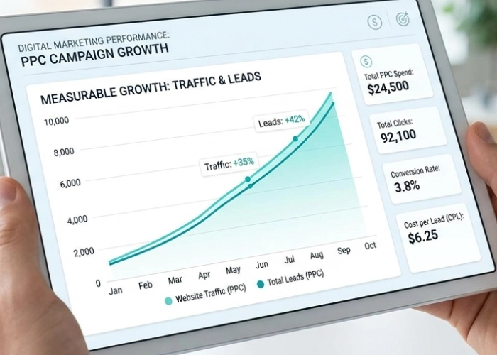 Growth data from pay per click advertising